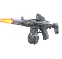 Mainan Pistol Air Listrik MP5 dengan Efek Cahaya Api, Tembakan Otomatis Berkelanjutan, Magazen Drum, Mainan Air untuk Kolam Renang dan Pantai Musim Panas