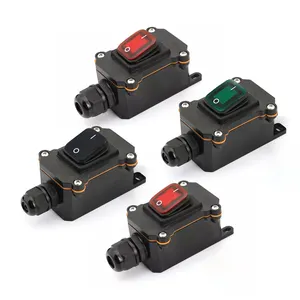 Outdoor Inline Cord Switch 16A/250V 20A/125V AC Waterproof Inline Rocker Switch With Red Light 4 Pin DPST Inline Power Switches