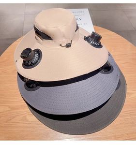 Custom Wholesale High Quality Summer Outdoor Travel Sun Fishing <b>Cooling</b> <b>Hat</b> Mens Wide Brim Bucket <b>Hat</b> Solar Fan <b>Hat</b> with Fan - Product Image 1
