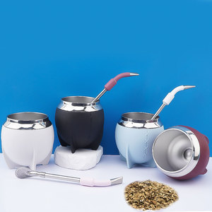 ถ้วยหนัง Mate หรูหราขนาด 261 มล. พร้อม Bombilla อาร์เจนตินา Yerba สําหรับผู้ใหญ่รูปร่างถ้วยท้องสําหรับของขวัญ - Product Image 1