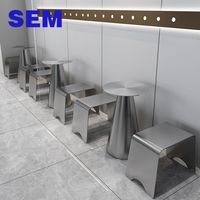Table et chaises de salle à manger en acier inoxydable OEM d'usine, mobilier de restaurant, tables pour l'extérieur, ensembles de tables et chaises pour les cafés