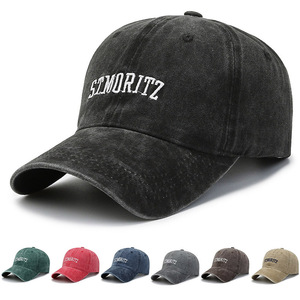 Sombrero de Sol de verano al aire libre ST MORITZ Vintage algodón Casual Retro lavado deporte bordado Snapback <span class=keywords><strong>gorras</strong></span> letra inglesa gorra de béisbol - Product Image 2