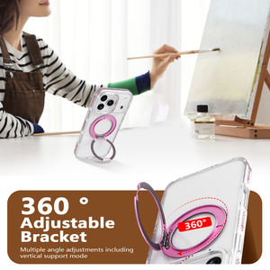 Funda de Lujo con Purpurina para iPhone 17 Pro Max 16, Cubierta Magnética para Carga Inalámbrica, Soporte de Anillo Giratorio 360°, con Pedrería Brillante - Product Image 2