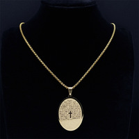 Bijoux personnalisés à thème religieux en dropshipping, Collier pendentif croix chauve-souris avec verset biblique en acier inoxydable, Bijoux de mode, Crucifix