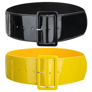 Unique Design Hot Sale Women Elastic Wide Corset Leather Belts For Women Black Leather