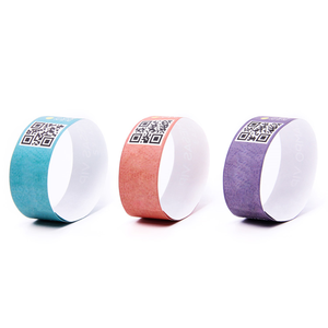 Événement promotionnel Bracelet d'identification en vinyle personnalisé Code à barres jetable Code QR <span class=keywords><strong>Série</strong></span> Numéro Blanc Billet imprimable Entrée Visiteur - Product Image 3