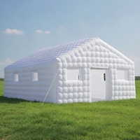 Tente de fête gonflable pliable en PVC, cube blanc, chapiteau gonflable avec lumières, imperméable quatre saisons, ignifuge