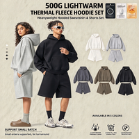 Ensemble de survêtement, sweat à capuche épais et léger brossé et short, tenue de sport décontractée unisexe 2 pièces, vêtements personnalisés unisexe