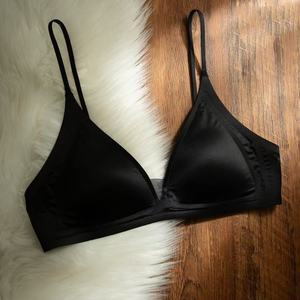 CynL Milk Satin French Deep V Neck Thin Straps Seamless Bra for Small Busts, Wire-Free - Product Image 4