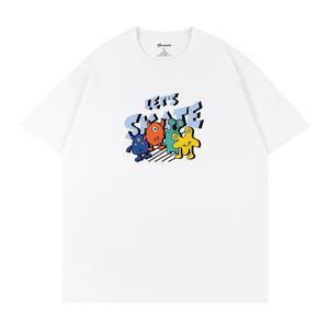 Camiseta Unisex de Algodón Q54 con Estampado de Dibujos Animados Coloridos, Transpirable, de Manga Corta, para Uso Casual de Verano - Product Image 1