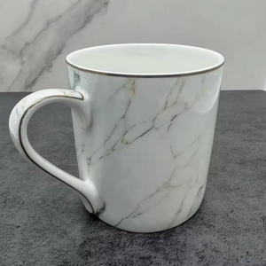 แก้วกาแฟเซรามิกดีไซน์มินิมอล  โลโก้สั่งทำได้  พื้นหลังลายหินอ่อน/มีสีดำและสีขาวให้เลือก - Product Image 2