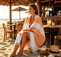 Hot-selling Custom 100% Cotton Double Sided Quick-drying Sand Free Multi-functional Striped Luxury Turkish Beach Bath Towels