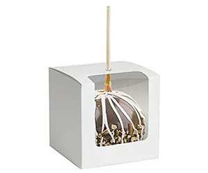 Hot Selling Hole Top klares Fenster Apple Halloween Candy Treat Party Favor Hochzeits torte White Cardboard Paper Box