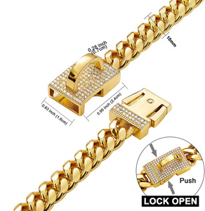 थोक 16 मिमी चौड़ी नई पालतू कुत्ते श्रृंखला टाइटेनियम स्टील स्टेनलेस स्टील डबल बुने वाली श्रृंखला पिसबुल गोल्डन कॉलर श्रृंखला - Product Image 4