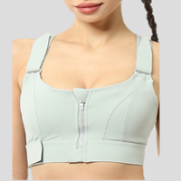 Soutien-gorge de sport grande taille à fermeture éclair avant haute résistance, bretelles réglables en velcro, respirant, pour yoga, course à pied et fitness en extérieur