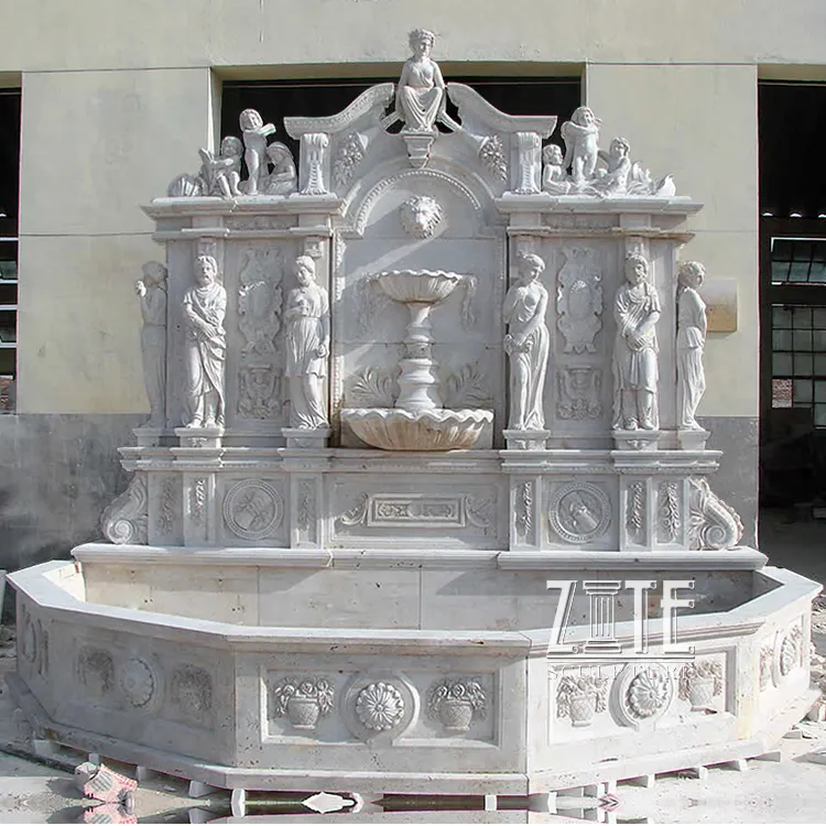 Customized Garden White Stone Marble Water Fountain With Man Statue