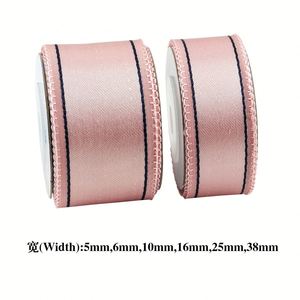 Ruban en satin polyester double face de 1 cm de largeur personnalisée, bordure contrastée, pour décoration de mariage et de Noël, 10 mètres - Product Image 4