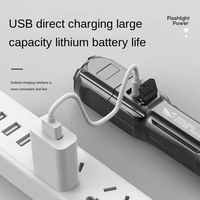 Linterna Táctica LED Blanca al por Mayor, Recargable por USB, Regulable, Impermeable IP44, Batería de Litio, Luz de Día 6000K, Ideal para Camping