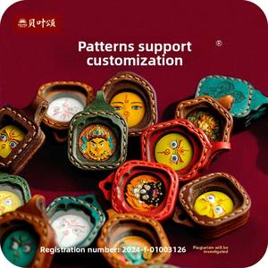 Kalung liontin kulit kuning buatan tangan tidak beraturan kalung liontin mode Thangka kuning kecil tiga dimensi buatan tangan - Product Image 2