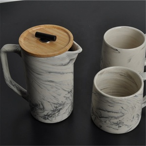 DHPO Super Septembre Grande Remise Stocké Céramique Marbre Presse Française Cafetière avec Ensemble de Mugs et Boîte Cadeau - Product Image 6