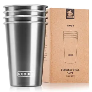 Stainless Steel Pint Cups 16oz Metal Water Cup Drinking Cup For Camping With Custom Logo