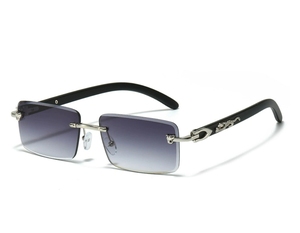 2025 nuevas gafas de <span class=keywords><strong>sol</strong></span> de Metal sin montura para hombres gafas de moda cuadradas de leopardo personalizadas lentes azules/Plateadas al por mayor champán - Product Image 3