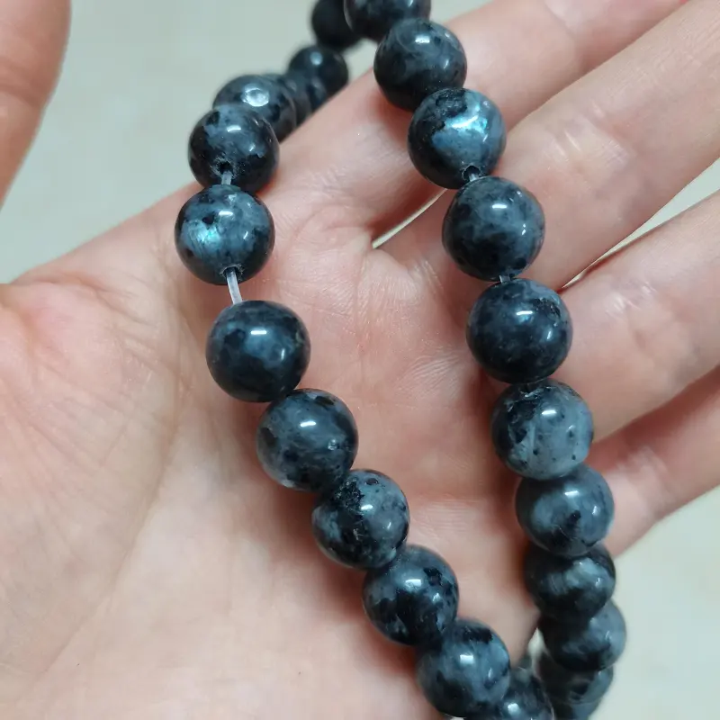 ขายส่ง6มิลลิเมตร/8มิลลิเมตร/10มิลลิเมตรสีดำ Labradorite ลูกปัดหลวมลูกปัด