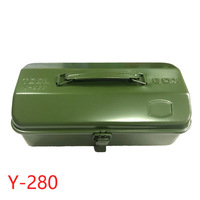Boîte à outils portable Y-280 sur mesure, disponible en rouge vif, bleu et vert olive ; Boîte de rangement compacte en métal