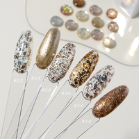 Ensemble de vernis à ongles en gel HANBI Champagne, 12 couleurs, champagne holographique, or super brillant, gel à ongles réfléchissant brillant