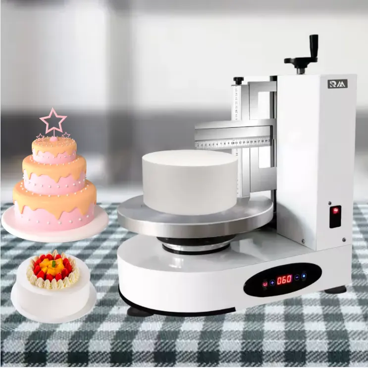 electric durable automatic birthday round cake cream plastering plasterer topper frost filling tools coating icing make machine