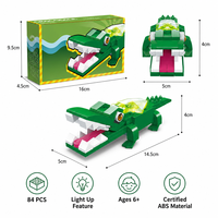 Ensemble de blocs de construction personnalisés 84 pièces Crocodile, modèle animal 3D DIY avec briques STEM, jouet OEM sous marque privée