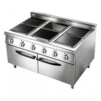 Équipement de restaurant professionnel, cuisinière électrique à 6 brûleurs carrés avec armoire de base à 2 portes pour un rangement facile en cuisine