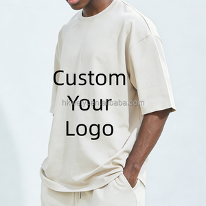 Wholesale Men's Oversized Drop Shoulder T-Shirt Heavy Weight T shirt Washed Loose Fit Tshirt Custom Logo Round Neck <b>Printed</b> Tee - Product Image 1