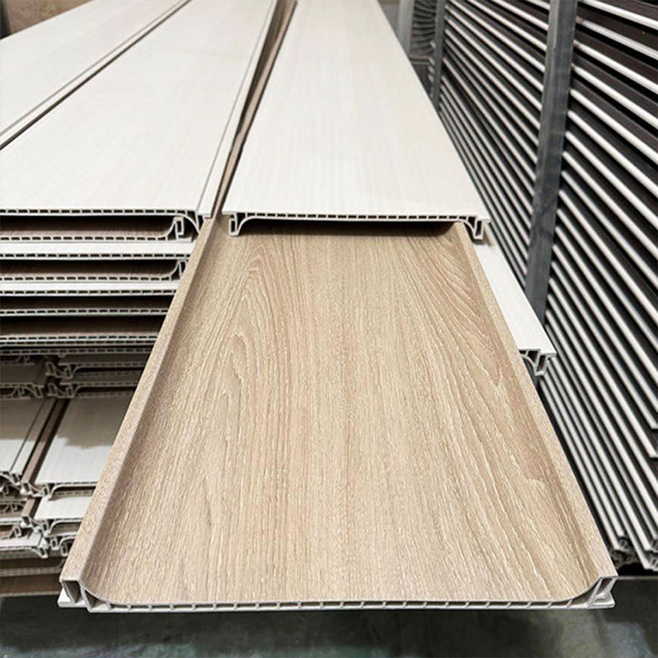 Waterproof Pvc Cladding Waterproof WPC Wall Panel Hollow Wood Grain Interior Ceiling Decorative ...