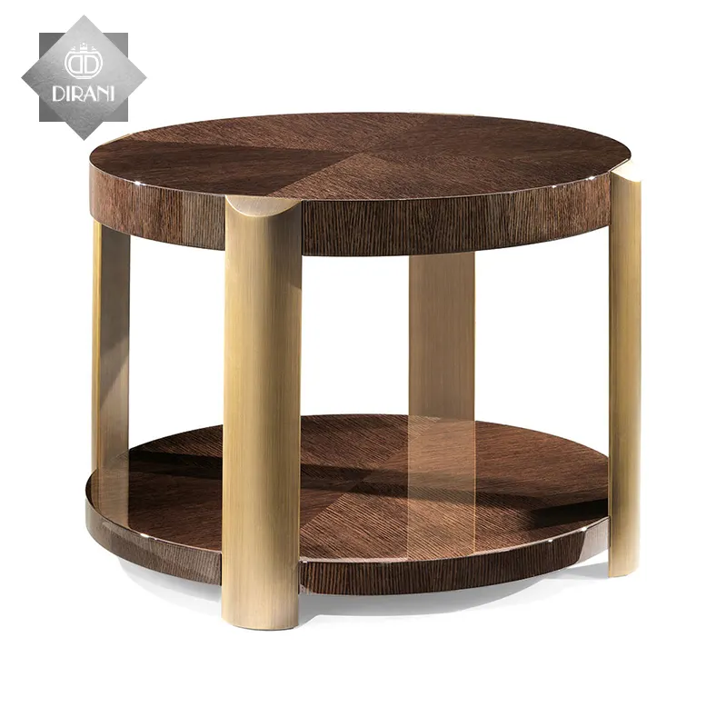 Nieuwste Ontwerpen Kleine Moderne Rustieke Kleine Hoek Tafel Metalen Frame Hout Top Ronde Koffie Hoek Tafel Voor Woonkamer