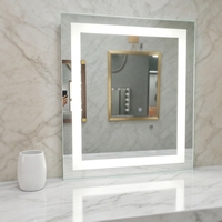 Miroir de salle de bain LED anti-buée tactile pour la maison, miroir mural encadré de luxe pour hôtel cinq étoiles