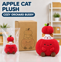 Peluche chaton pomme rouge personnalisée, directement de l'usine, OEM ODM, en coton PP et polyester, animal en peluche en gros, MOQ, peluche amusante