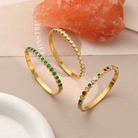 Bracelet jonc en zircon souverain pour femme, couleur or, bijou brillant, cadeau pour elle, ton or fin, empilable, style tendance, vente en gros