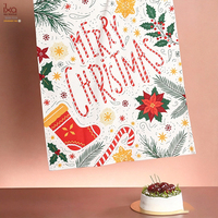 Set de table en coton imprimé Noël, motif personnalisé, réutilisable, pour dîner à la maison