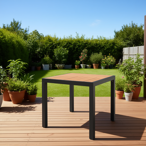 Table d'extérieur en aluminium WPC 31,5x31,5x29,1 Marron Table de patio contemporaine et durable - Product Image 2