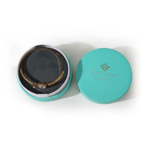 Boîte cadeau en papier de luxe de forme ronde, emballage rigide en papier avec insert en velours doux pour bracelets, bagues, boucles d'oreilles - Product Image 3