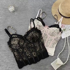 Vente en gros de crop top sexy à imprimé léopard pour femmes, corset sexy, débardeur d'été - Product Image 1