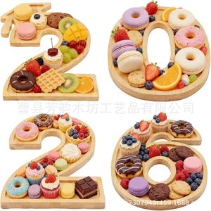 Solid Wood 2026 Digital <b>Tray</b> 11.8 Inch Serving Platter For Party Birthday <b>Snack</b> Fruit Display - Product Image 2