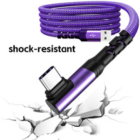 Fábrica al por mayor PVC + Nylon trenzado USB-tipo C cable de datos ángulo recto Cable de fecha para teléfono móvil