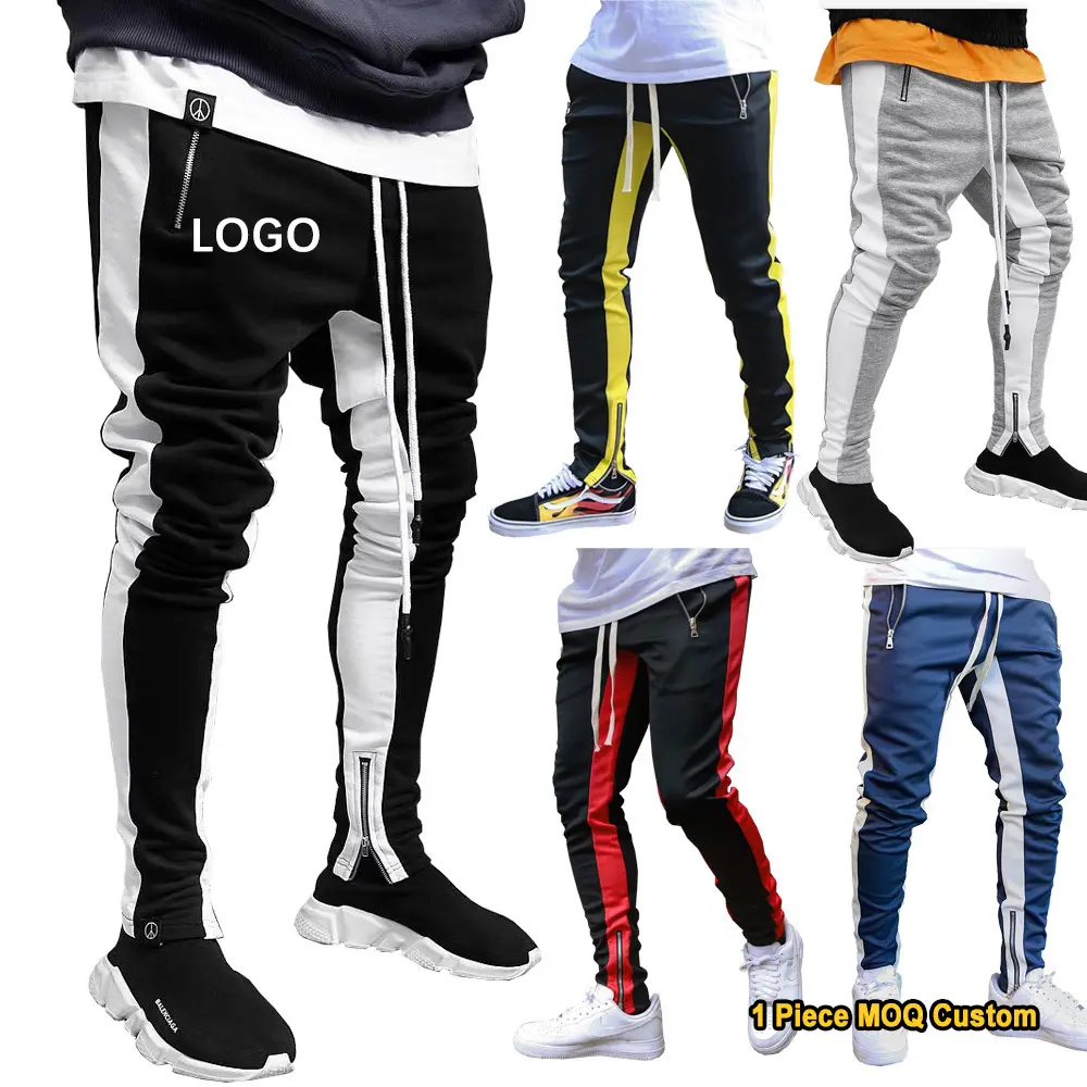8 renk çizgili Sweatpants Joggers Slim spor pantolon erkekler rahat kargo uzun eşofman altları