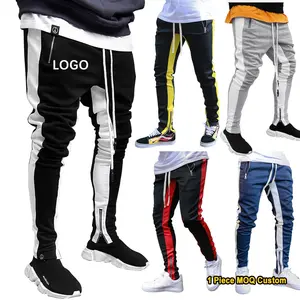 8 रंग धारीदार Sweatpants जॉगर्स स्लिम फिटनेस पतलून पुरुषों आकस्मिक कार्गो लंबे ट्रैक पैंट