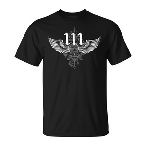 111 Numerology Angel Wings Camiseta negra unisex talla mediana para adultos - Product Image 2