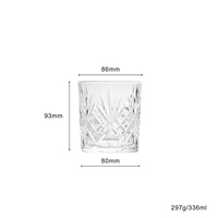 Verres à whisky double old fashioned en verre taillé cristal durable Lanques 11oz, couleur argent métallisé, pour les fêtes