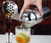 Shaker à trois sections en acier inoxydable, accessoires de bar, réutilisable et lavable