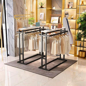 Étagère de présentation pour magasin de vêtements et de meubles, double rangée, étagère centrale, double barre latérale, porte-manteau pour hommes et femmes - Product Image 1